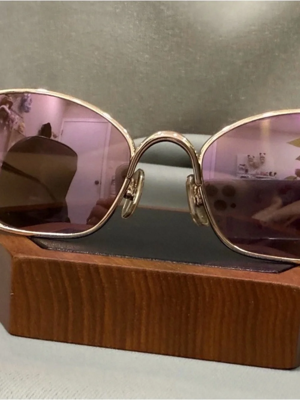 Loewe Gold Frame Sunglasses with Pink Lenses